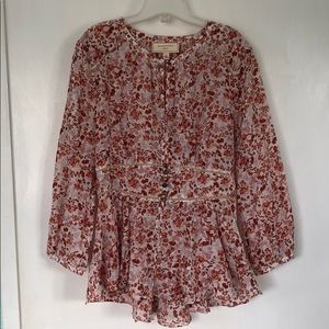 NWOT Anthropologie Floral Silk Blouse